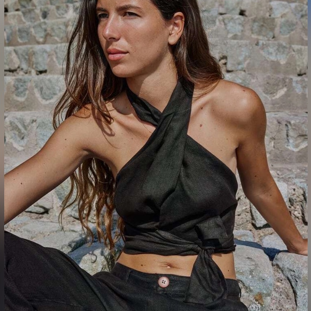 Zara Linen Halter Top Size M